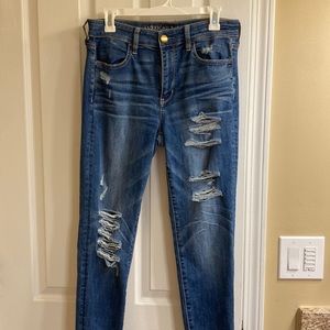 American Eagle ripped high rise jeans